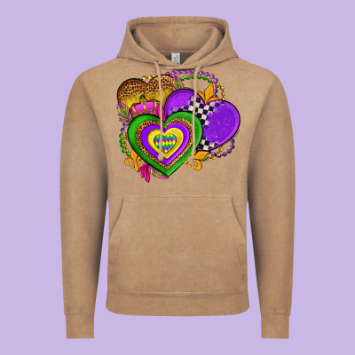 Mardi Gras Heart Olivia Vintage Hoodie Designed By Oliviacreatesart