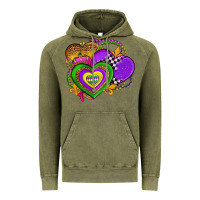 Vintage Olive mardi gras heart olivia Vintage Hoodie - OliviaCreatesArt