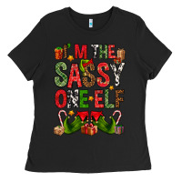 Black I'm the sassy on the elf Ladies Tee - NancyCooperArtShop