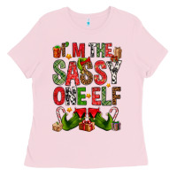 Bubblegum Pink I'm the sassy on the elf Ladies Tee - NancyCooperArtShop