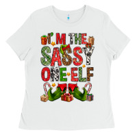 White I'm the sassy on the elf Ladies Tee - NancyCooperArtShop