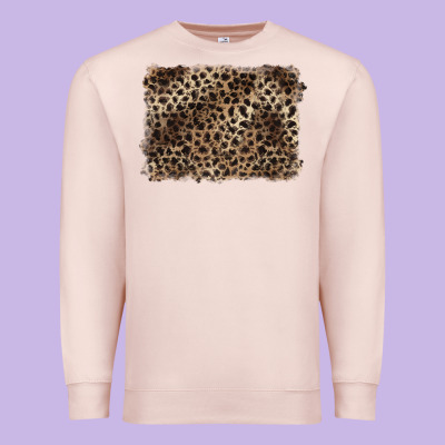 Handdrawn Leopard Pattern Brown Premium Sweatshirt Designed By Barkaloodesign