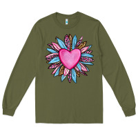 Army Green valentine's day sunflower olivia Long Sleeve Tee - OliviaCreatesArt