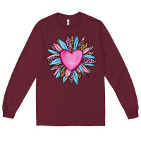 Burgundy valentine's day sunflower olivia Long Sleeve Tee - OliviaCreatesArt
