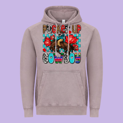 Pucker Up Cowboy Olivia Vintage Hoodie Designed By Oliviacreatesart