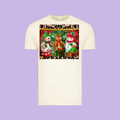 Christmas Snowman Polar Bear Reindeer Vintage Tee Designed By Cowgirlartshop