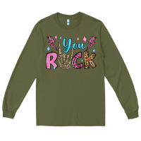 Army Green you rock valentine's day olivia Long Sleeve Tee - OliviaCreatesArt