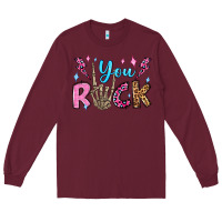 Burgundy you rock valentine's day olivia Long Sleeve Tee - OliviaCreatesArt