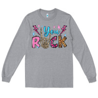 Heather Grey you rock valentine's day olivia Long Sleeve Tee - OliviaCreatesArt