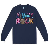 Navy you rock valentine's day olivia Long Sleeve Tee - OliviaCreatesArt