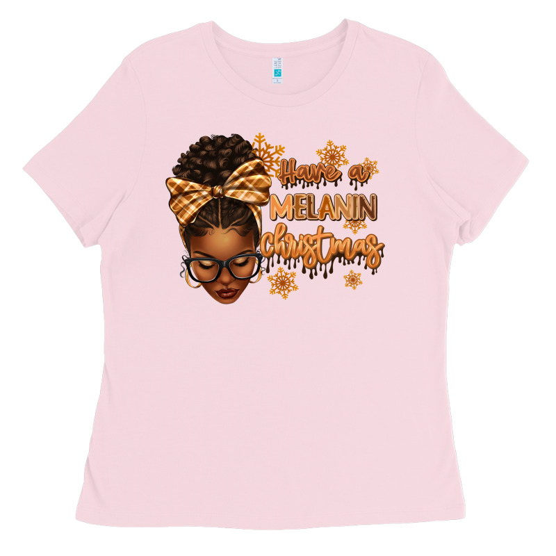 Have A Melanin Christmas Afro Woman Ladies Tee by texasbilliewilder | Teevron