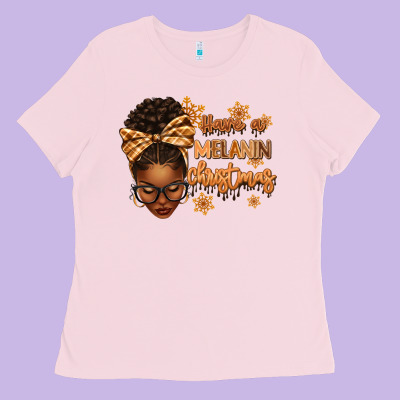Have A Melanin Christmas Afro Woman Ladies Tee Designed By Texasbilliewilder