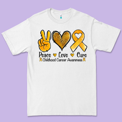 Peace Love Cure Childhood Cancer Premium Tee Designed By Jasminsmagicworld