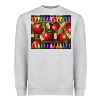 Heather Grey Crayons And Apples Heavyweight Sweatshirt - LillyAllenDesigns