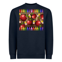 Navy Crayons And Apples Heavyweight Sweatshirt - LillyAllenDesigns