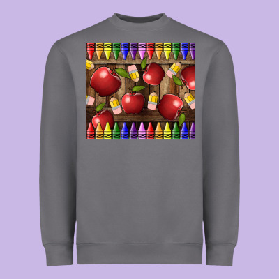Crayons And Apples Heavyweight Sweatshirt Designed By Lillyallendesigns