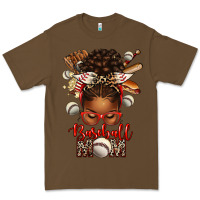 Cacao Baseball Mom Afro Messy Bun Premium Tee - texasbilliewilder
