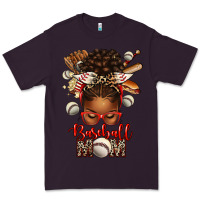 Plum Baseball Mom Afro Messy Bun Premium Tee - texasbilliewilder