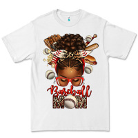White Baseball Mom Afro Messy Bun Premium Tee - texasbilliewilder