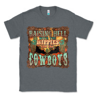 Charcoal Heather Raising hell with the hippies and the cowboys Classic Tee - HowdyJamesFarm