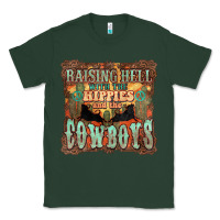 Sports Green Raising hell with the hippies and the cowboys Classic Tee - HowdyJamesFarm
