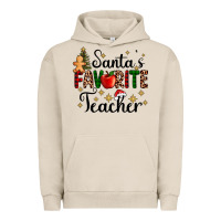 Pigment French Oak santa's favorite teacher Urban Hoodie - AdoDesignShop