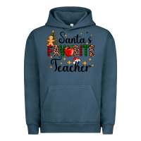 Pigment Midnight Navy santa's favorite teacher Urban Hoodie - AdoDesignShop