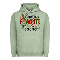 Pigment Oil Green santa's favorite teacher Urban Hoodie - AdoDesignShop