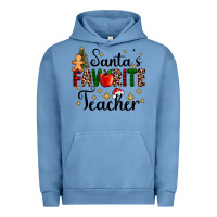 Pigment Pebble Blue santa's favorite teacher Urban Hoodie - AdoDesignShop