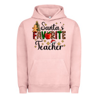 Pigment Salmon santa's favorite teacher Urban Hoodie - AdoDesignShop
