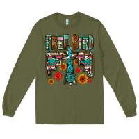 Army Green western free bird Long Sleeve Tee - OliviaCreatesArt