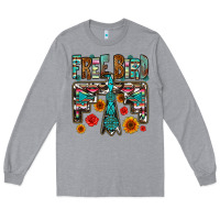 Heather Grey western free bird Long Sleeve Tee - OliviaCreatesArt