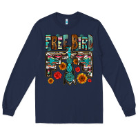 Navy western free bird Long Sleeve Tee - OliviaCreatesArt