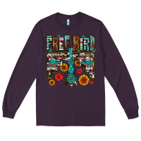 Plum western free bird Long Sleeve Tee - OliviaCreatesArt