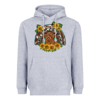 Heather Grey scottish calf sunflowers rainbow Heavyweight Hoodie - BarkalooDesign