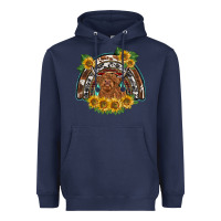 Navy scottish calf sunflowers rainbow Heavyweight Hoodie - BarkalooDesign