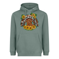 Sage scottish calf sunflowers rainbow Heavyweight Hoodie - BarkalooDesign