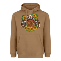 Toasted Coconut scottish calf sunflowers rainbow Heavyweight Hoodie - BarkalooDesign