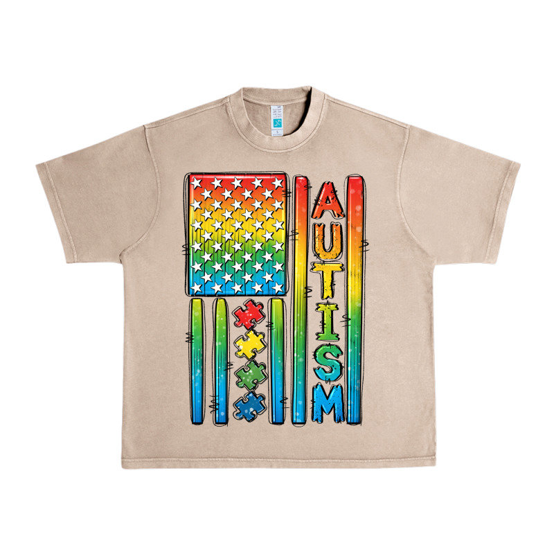 Autism American Flag Urban Heavy Tee by CowGirlArtShop | Teevron