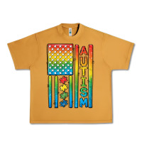 Peanut Butter Autism American Flag Urban Heavy Tee - CowGirlArtShop