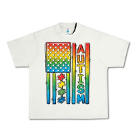 Pistachio Autism American Flag Urban Heavy Tee - CowGirlArtShop