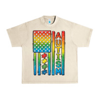 Sandshell Autism American Flag Urban Heavy Tee - CowGirlArtShop