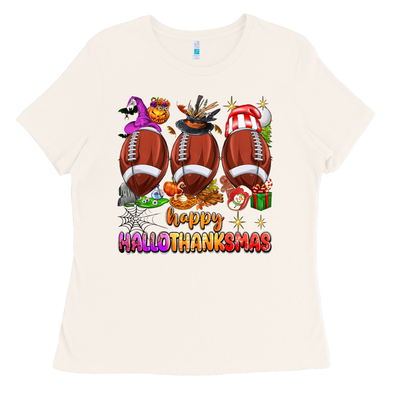 Happy Hallothanksmas Football Ladies Tee by texasbilliewilder | Teevron