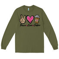 Army Green peace love coffee Long Sleeve Tee - Jasminsmagicworld
