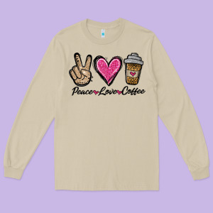 Peace Love Coffee Long Sleeve Tee Designed By Jasminsmagicworld
