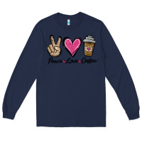 Navy peace love coffee Long Sleeve Tee - Jasminsmagicworld