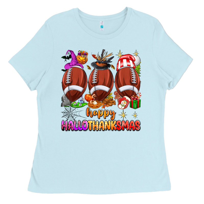 Happy Hallothanksmas Football Ladies Tee by texasbilliewilder | Teevron