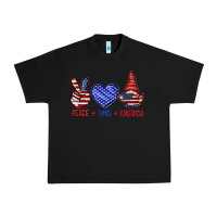 Black Peace love America with gnome 4th of july Urban Heavy Tee - HowdyJamesFarm