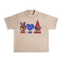 French Oak Peace love America with gnome 4th of july Urban Heavy Tee - HowdyJamesFarm