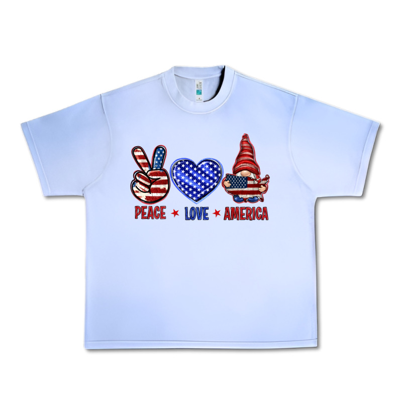 Peace Love America With Gnome 4th Of July Urban Heavy Tee by HowdyJamesFarm | Teevron